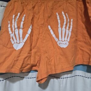 Victoria's Secret Pink Orange Skeleton Pajama Shorts